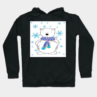 Polar Bear White & Teal Snowflake Designed Gifts & Home Decor Hoodie